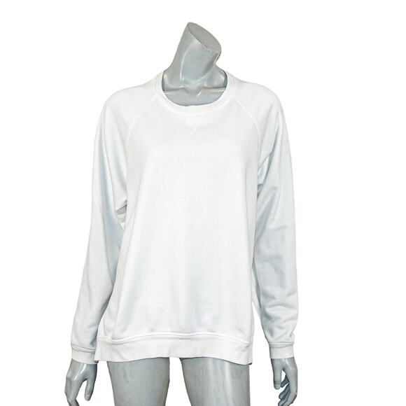 LEE MATHEWS Crew Neck Pullover Sweatshirt split side in White size Medium - Picture 1 of 8